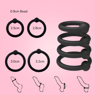 Dimensions of the beaded cock ring and the ways to wear it.