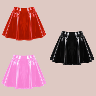 A-Line Patent Leather Mini Skirt