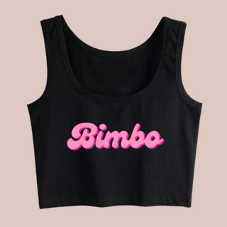 A close up of the Sleeveless Bimbo Crop top lying flat.