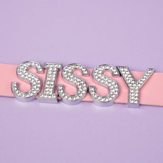 A close up of the diamante Sissy lettering.