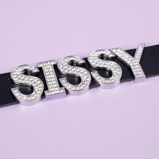 A close up of the diamante Sissy lettering.