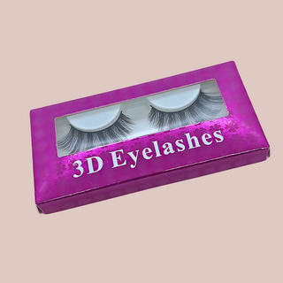 The false eyelash packet that you will receive, with the eyelashes inside