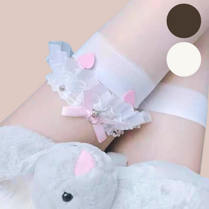 The delicate garter is shown on being worn with white stockings, you can see how the cute garter clips can be attached.
