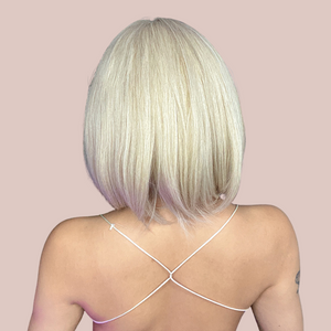 A back view of the HOC180-1 blonde wig.