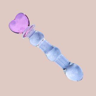 Heart Stopper Beaded Glass Dildo