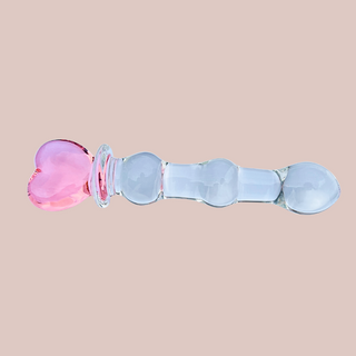 Heart Stopper Beaded Glass Dildo