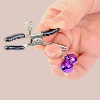 An alternate angle of the nipple clamps, they are shown being squeezed open.