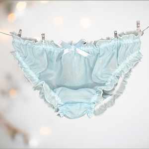The blue see through panties, they come in a very soft and feminine blue which is enhanced by the soft fabric and how see through they are.  